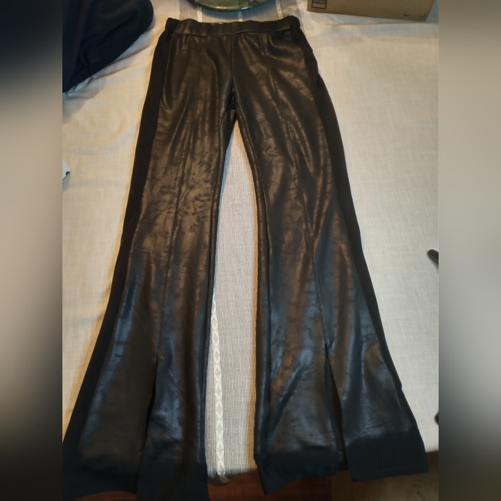 Black Flare Leather Pants